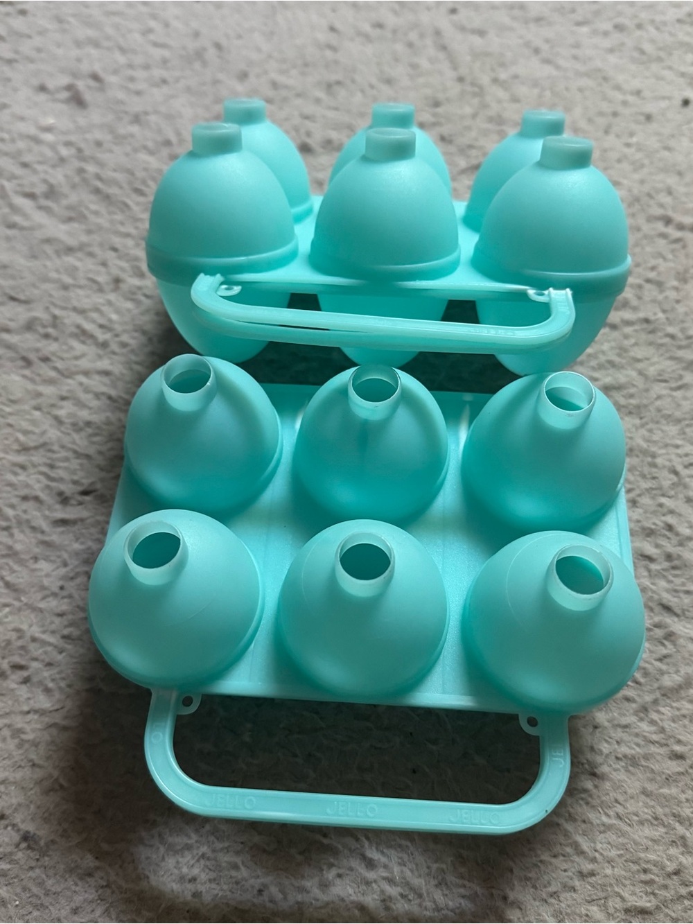 Two 2 Vintage Blue Smooth Jello Jigglers Easter Egg Molds Shots Clean Gelatin -